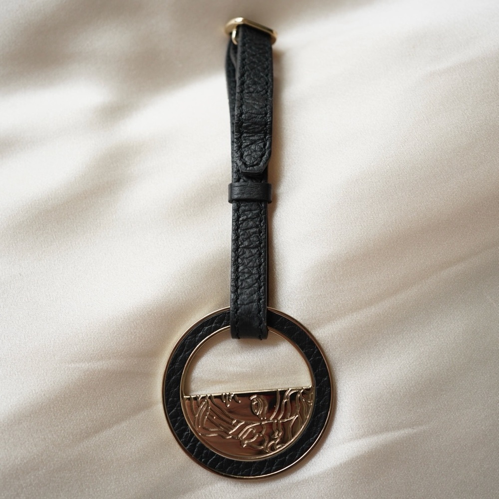 Gianni Versace Black Leather Medusa Keychain/Charm